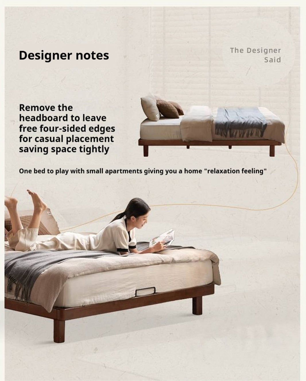 Rubberwood Solid Wood Modern Simple Platform Bed