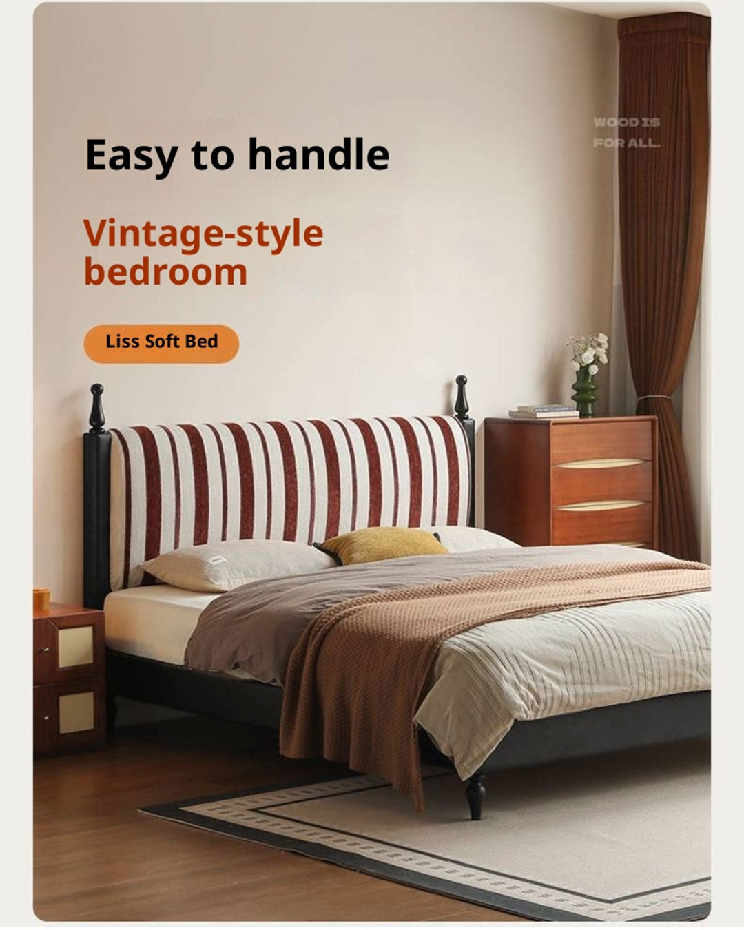 Fabric Soft Bed, American Vintage Retro Style