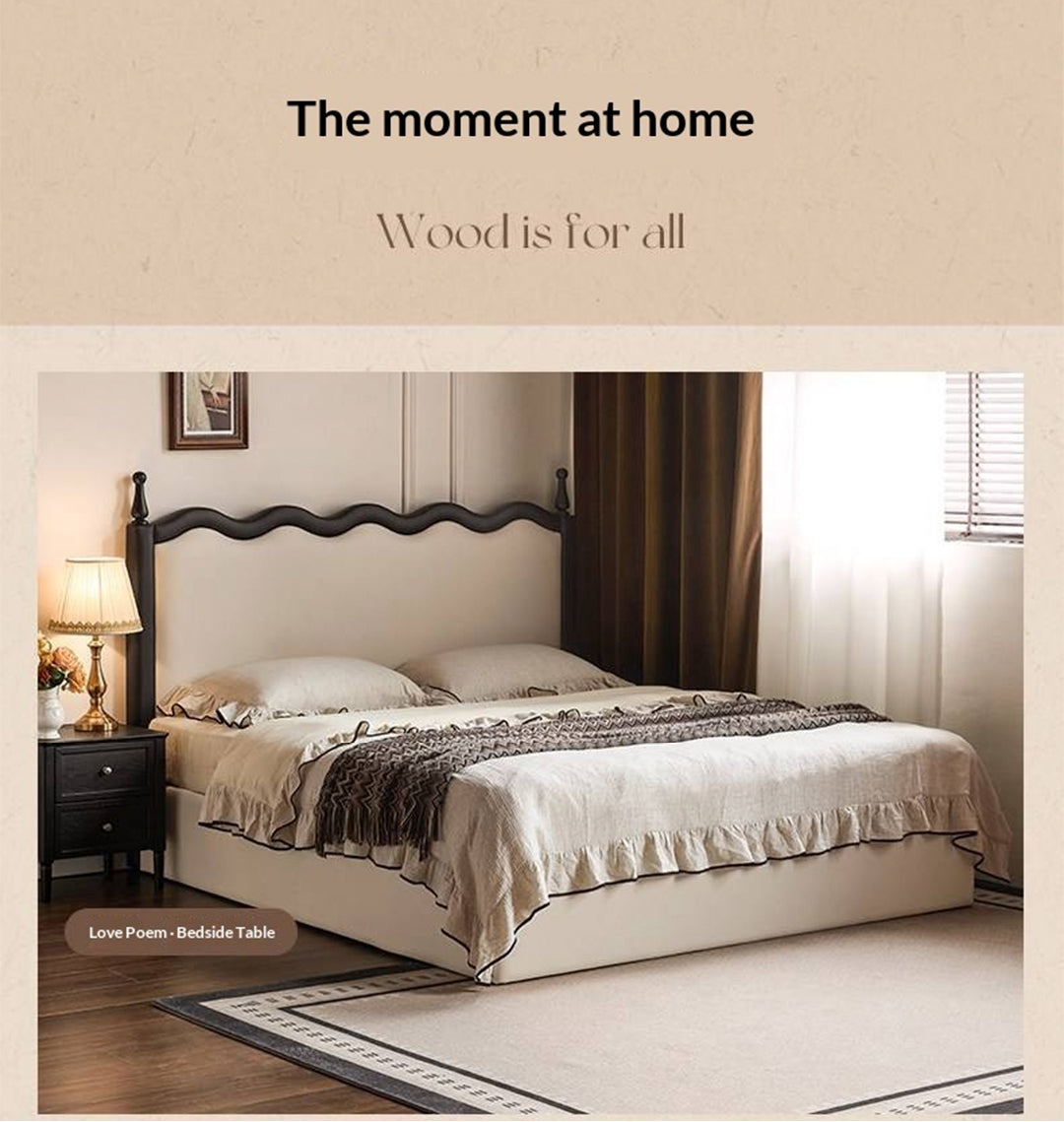 Eco-Friendly Cloud Leather Box Bed — French Retro Style with Wave Ripple Design