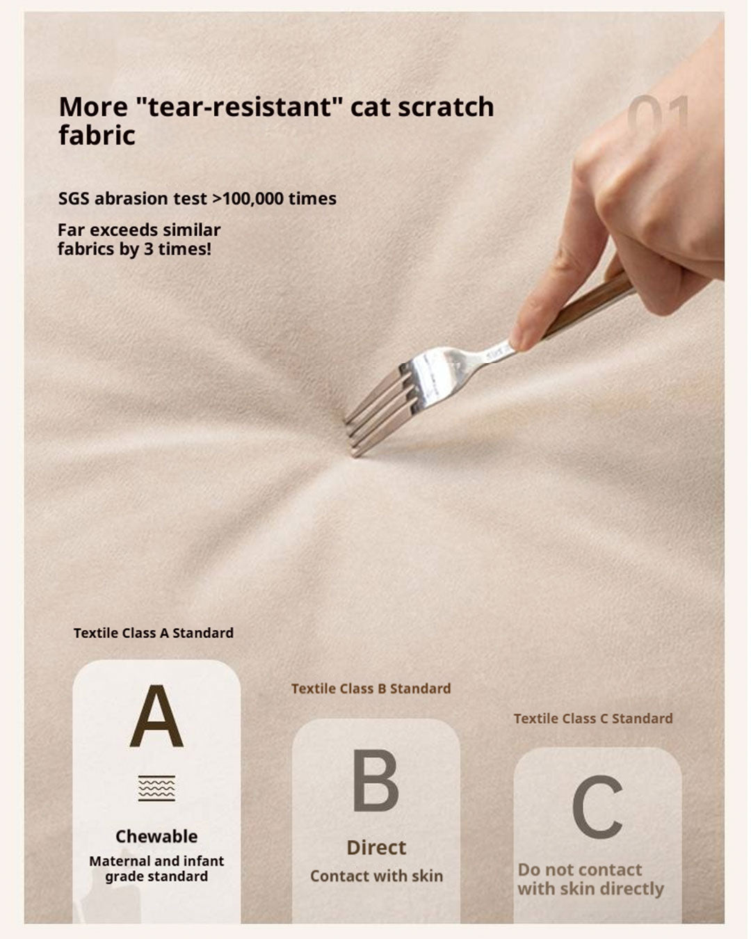 Fabric Cat Scratch Soft Backrest Bed