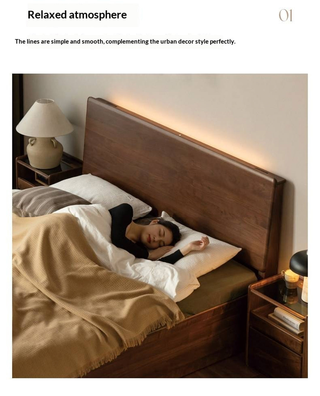 Black Walnut Solid Wood Box Bed — Luxury Multifunctional Storage Bed