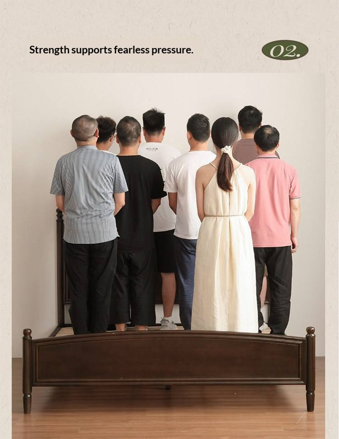 Poplar Solid Wood Bed — American Retro Style