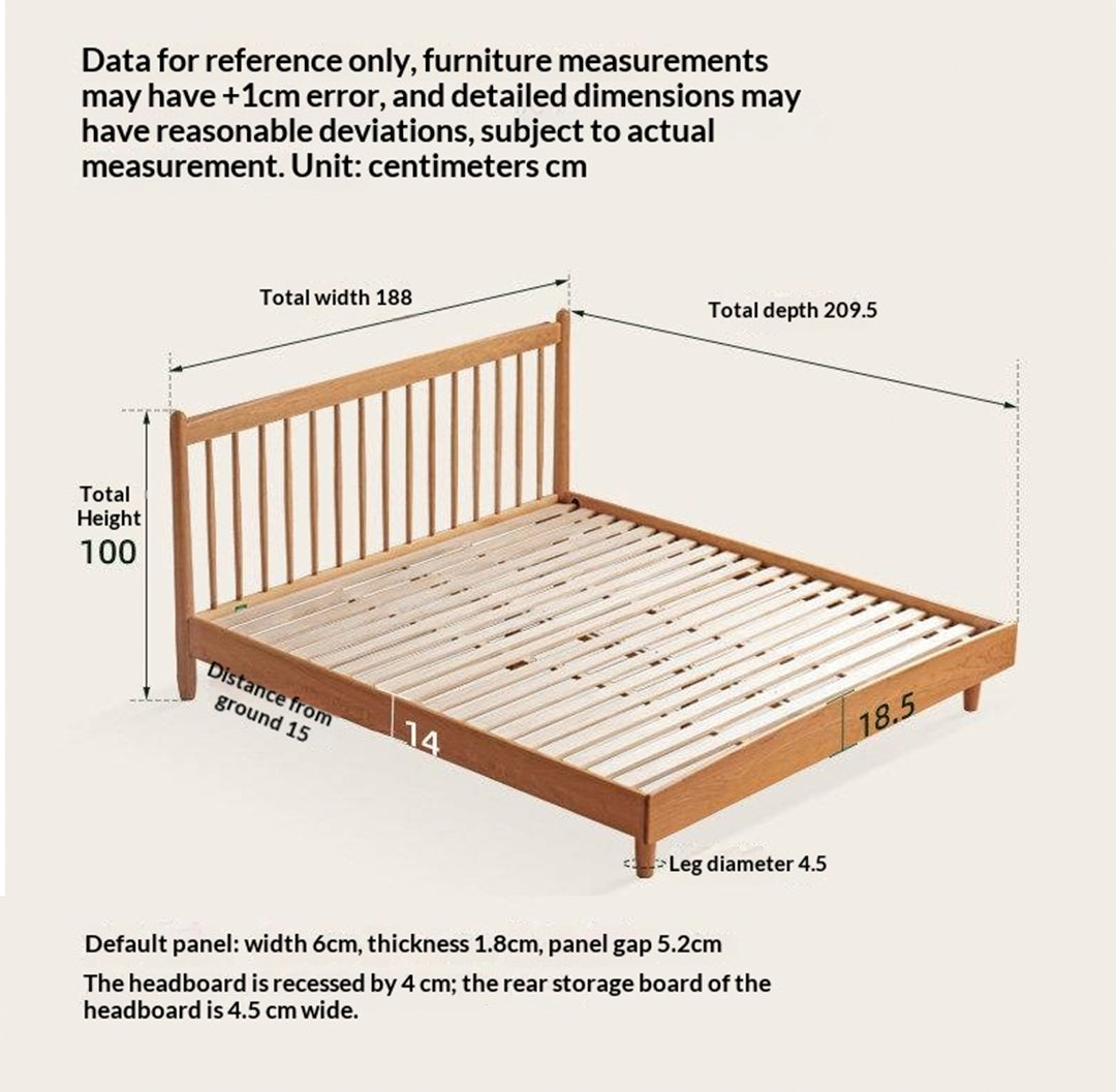 Cherry Solid Wood Bed — Simple Vintage Harp Style Bed