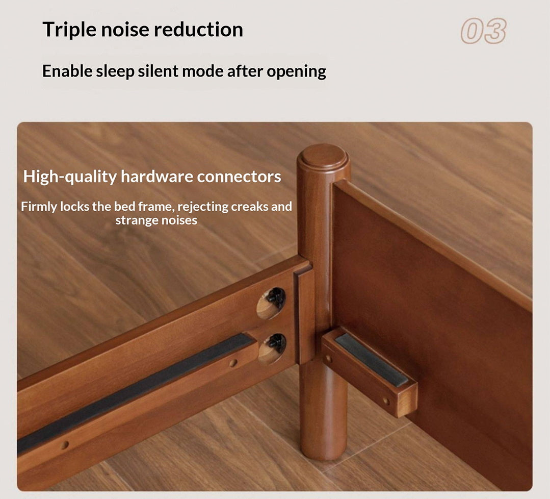 Poplar Solid Wood Bed with Vintage High Backrest and Soft Upholstery