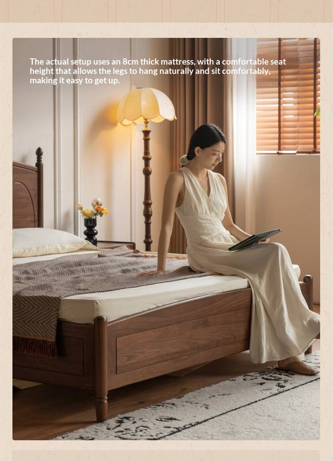 Black Walnut Solid Wood Box Bed — French Retro Style