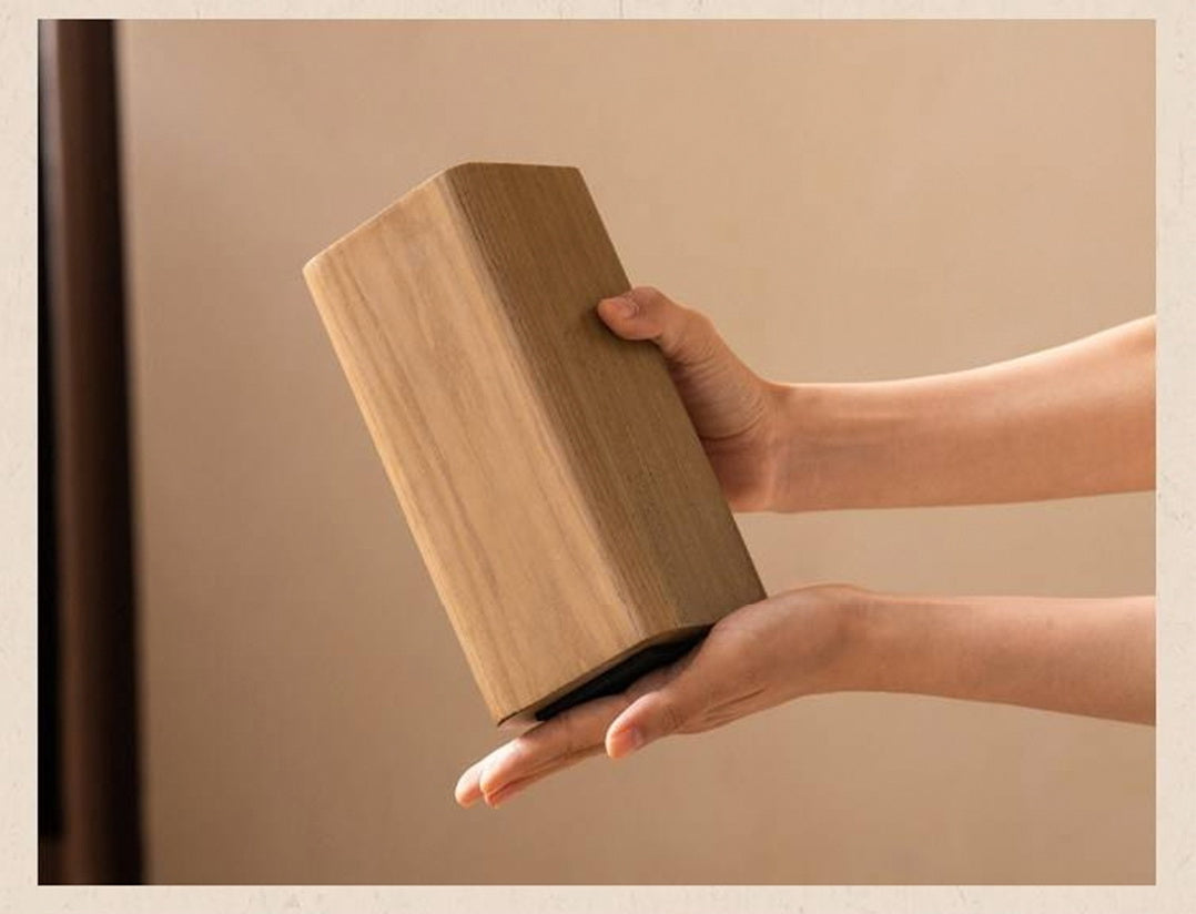 Ash Solid Wood Bed — Modern Minimalist Large Slab Design with Luminous Features