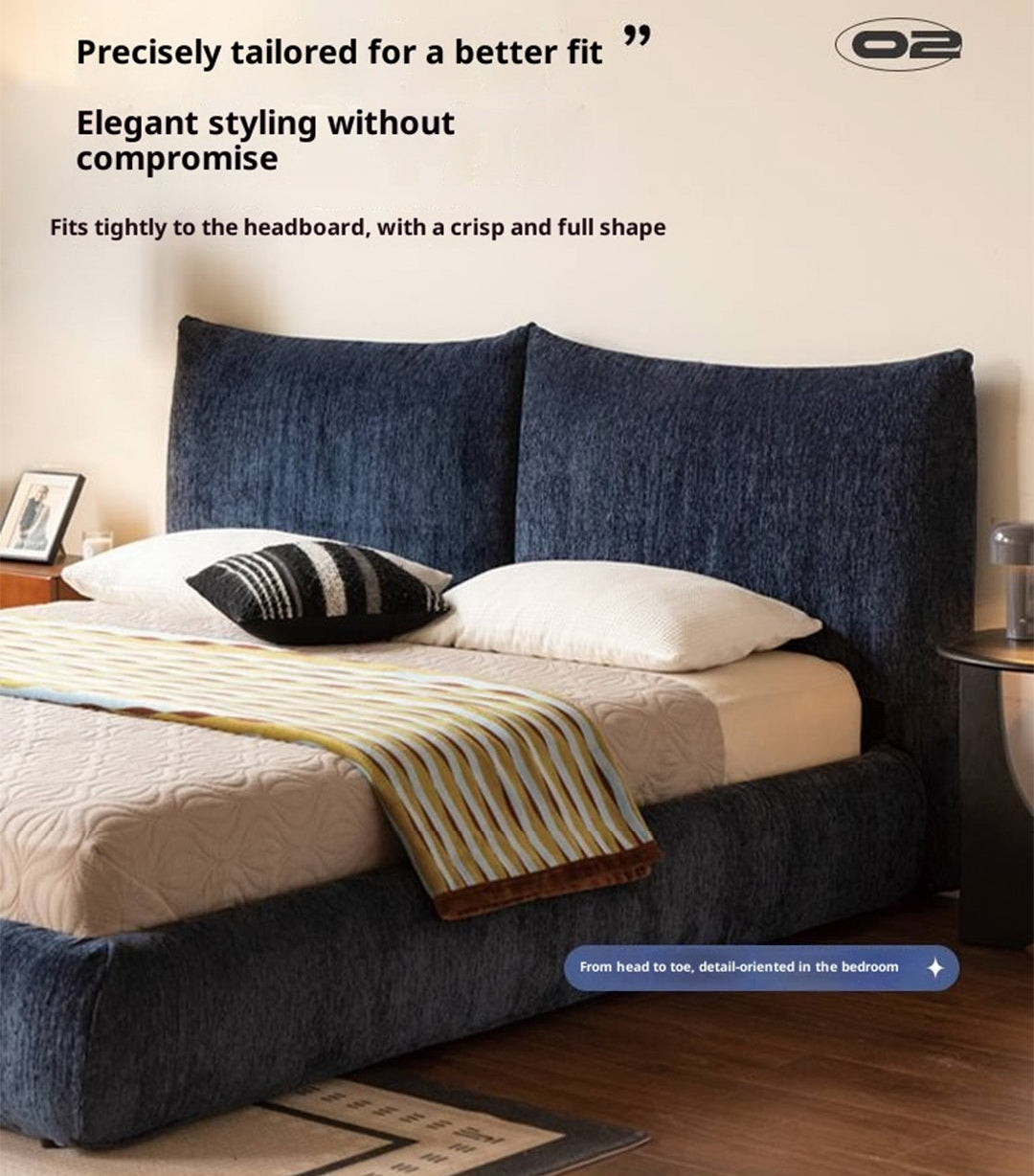 Fabric Chenille Soft Bed Italian Style