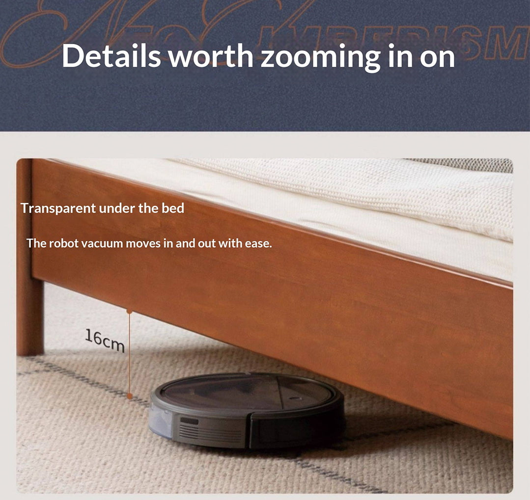 Poplar Solid Wood Bed with Vintage High Backrest and Soft Upholstery