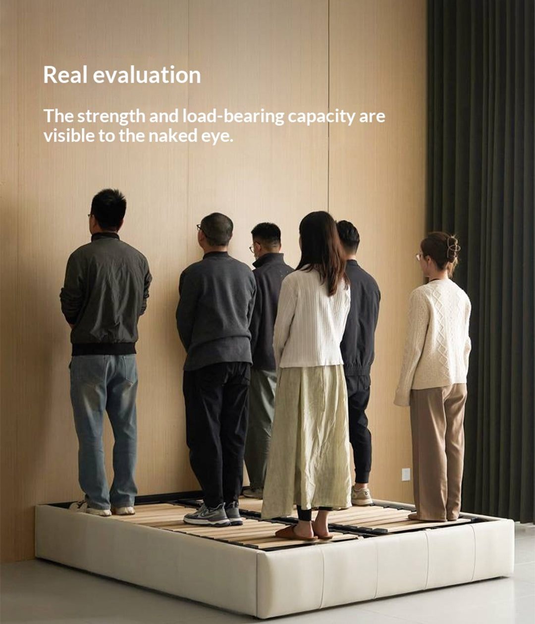 Genuine Leather Luxury Platform Box Bed, Headboard-Free Bed