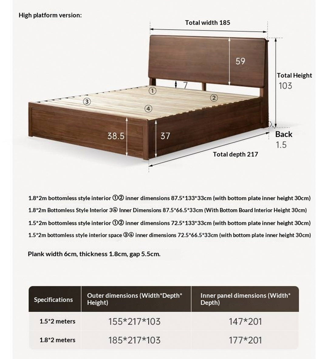 Black Walnut Solid Wood Box Bed — Luxury Multifunctional Storage Bed