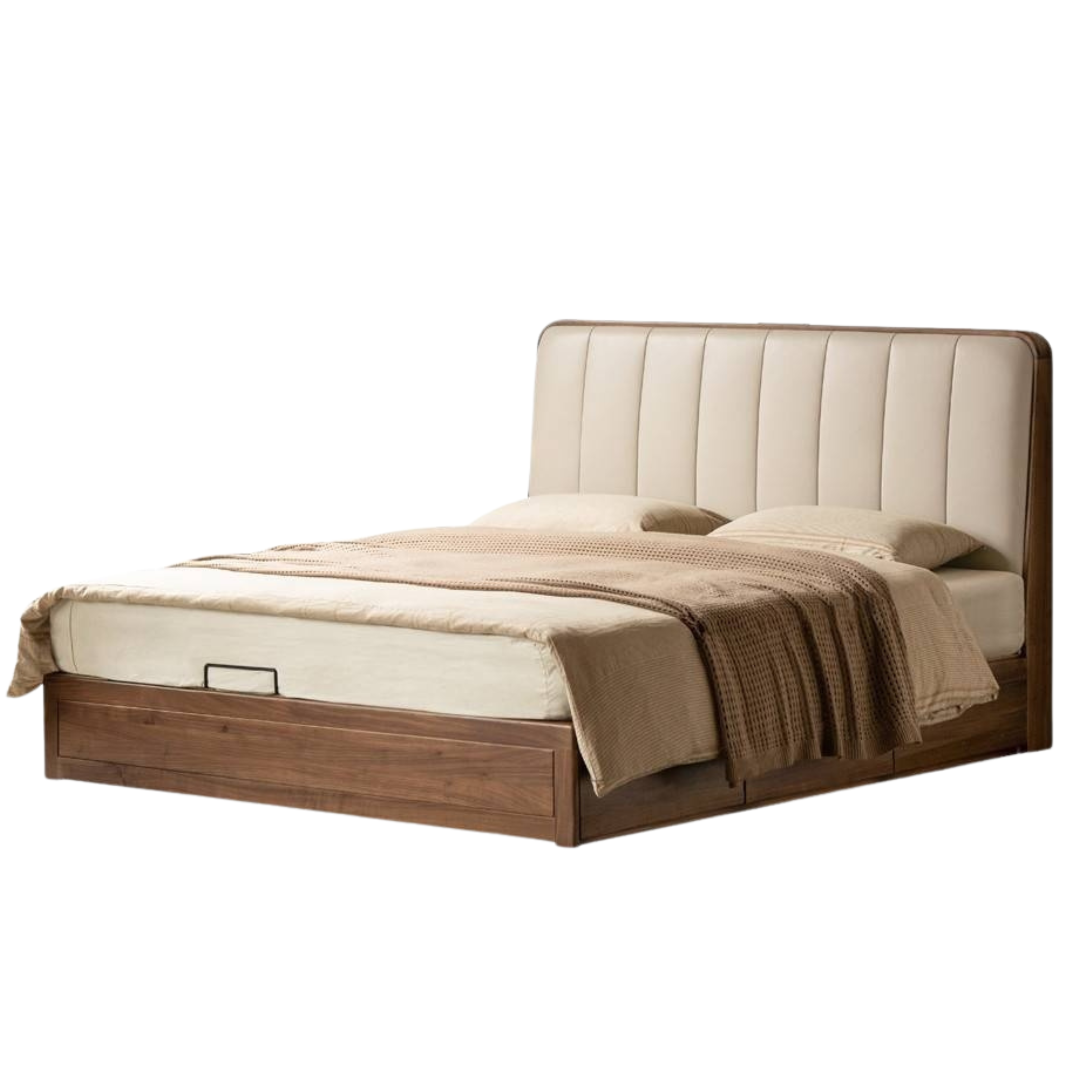 Black Walnut Solid Wood Italian Light Luxury Soft Bed