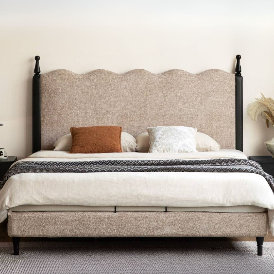 Fabric French Retro Soft Back Bed