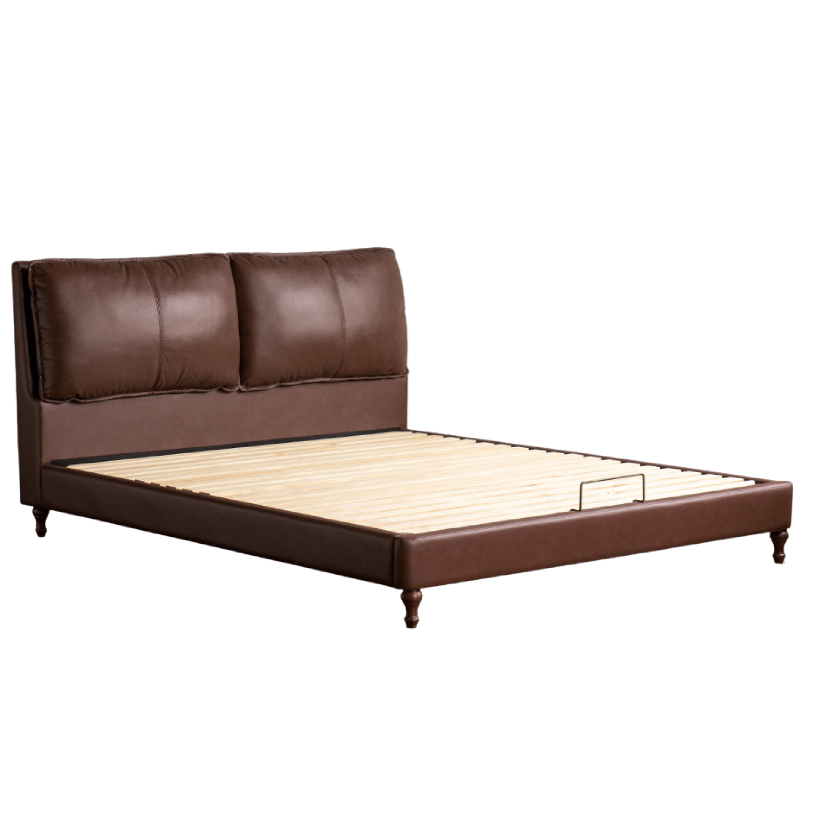 Leather Soft Upholstery, Light Luxury Bed American Retro Style