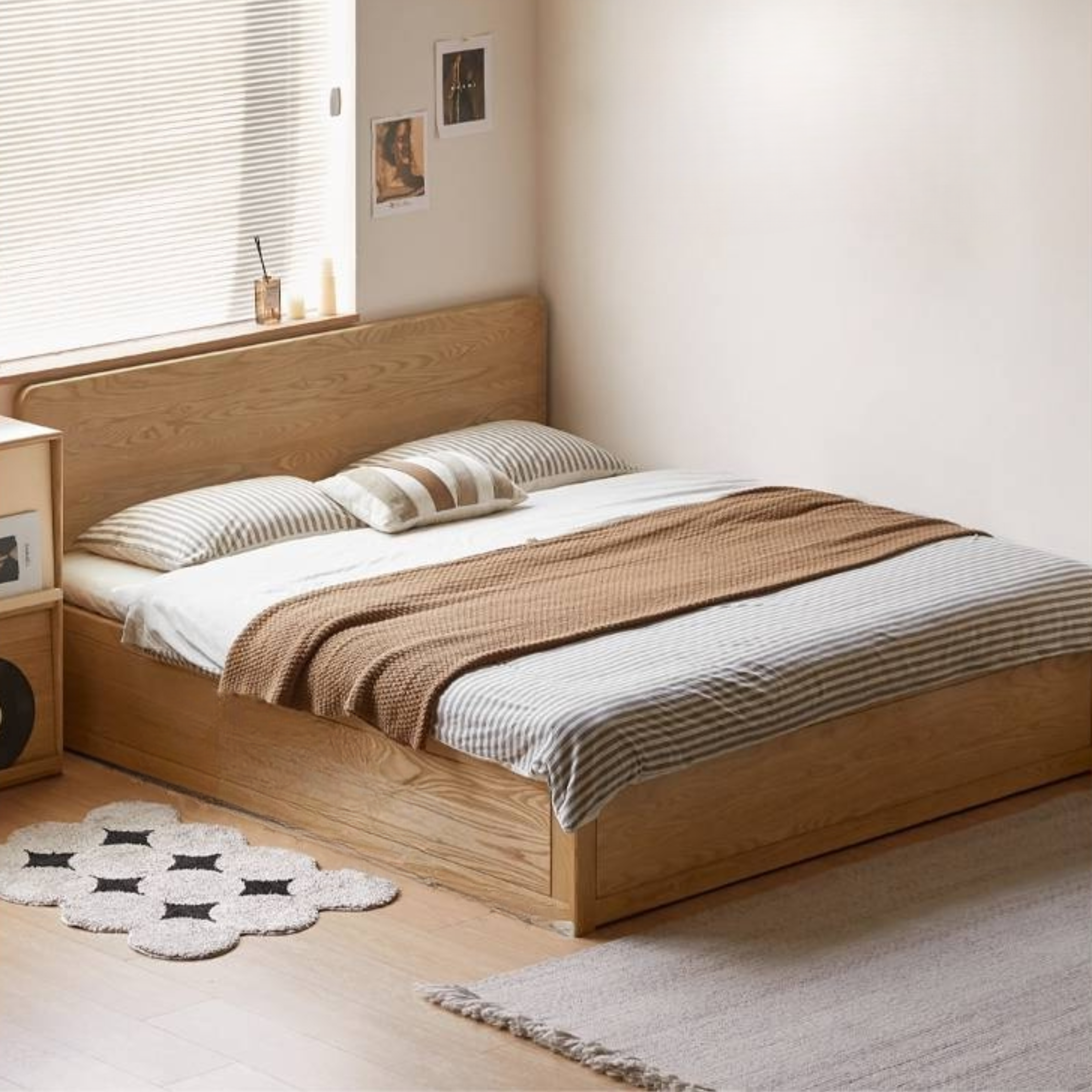Ash Solid Wood Box Bed Modern Simple