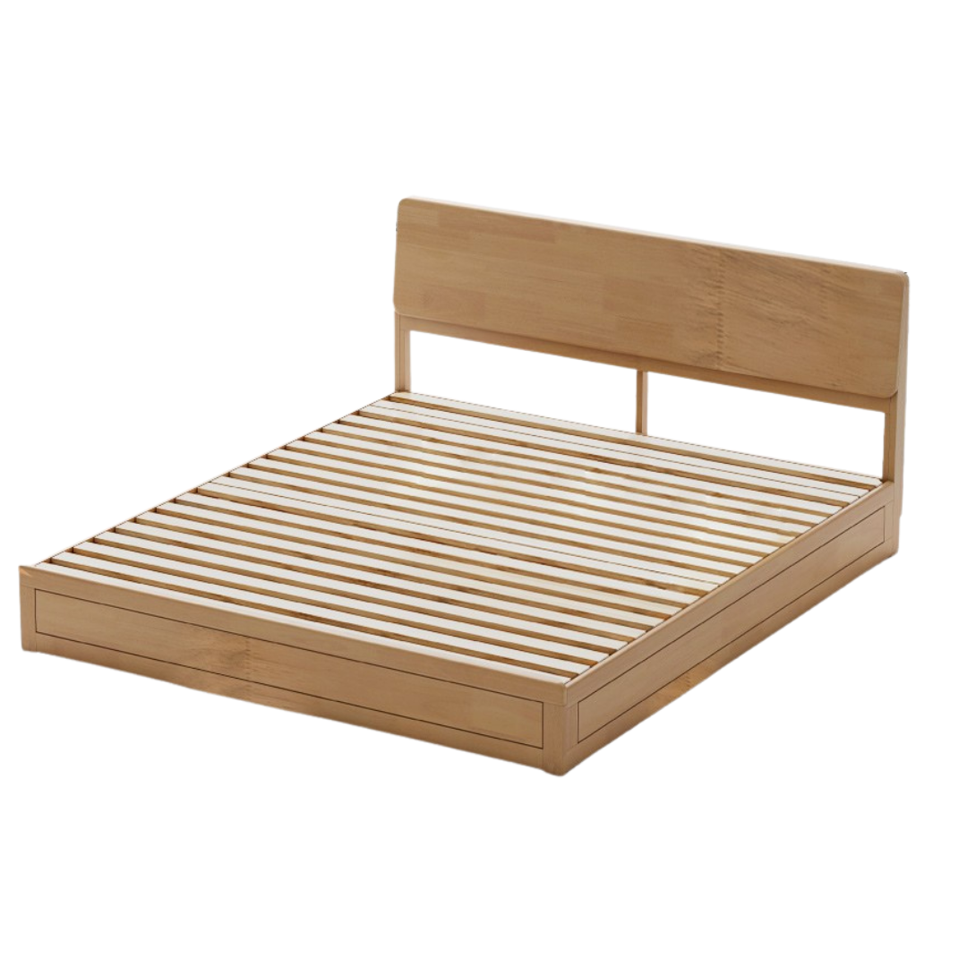 Oak,Rubberwood Solid Wood Box Simple Bed Log Style