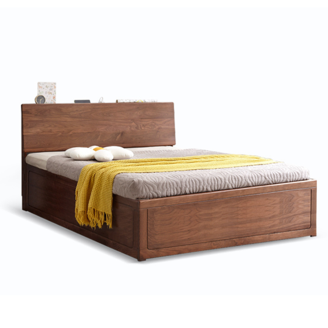 Black Walnut Solid Wood Box Bed Simple Modern Nordic Style