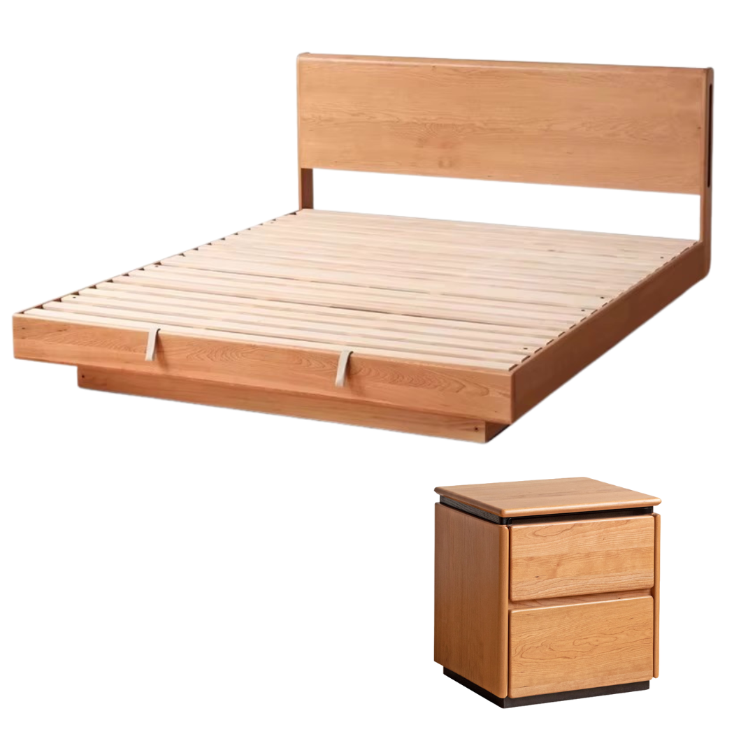 Cherry Solid Wood Night Light Suspended Box Bed