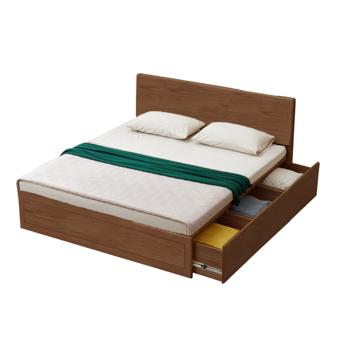 Ash, Oak, Black walnut Solid Wood Box Bed Modern