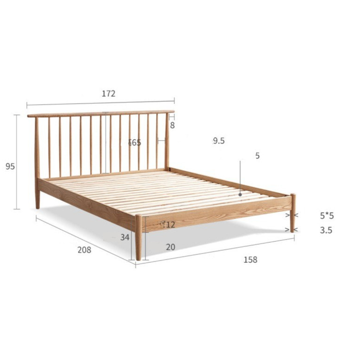 Oak, Beech Solid Wood Windsor Bed
