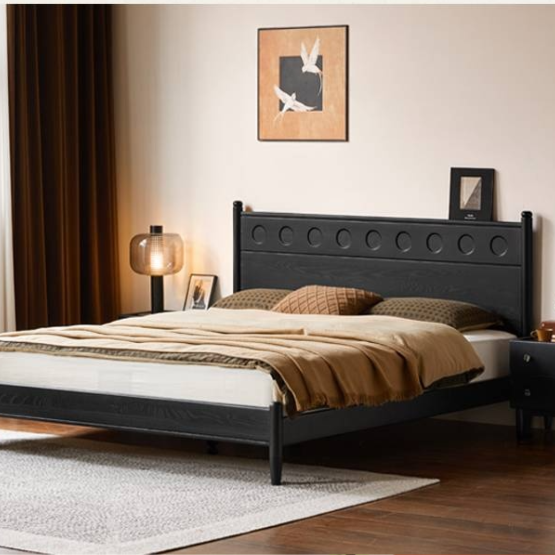 Ash Solid Wood Bed Vintage Style