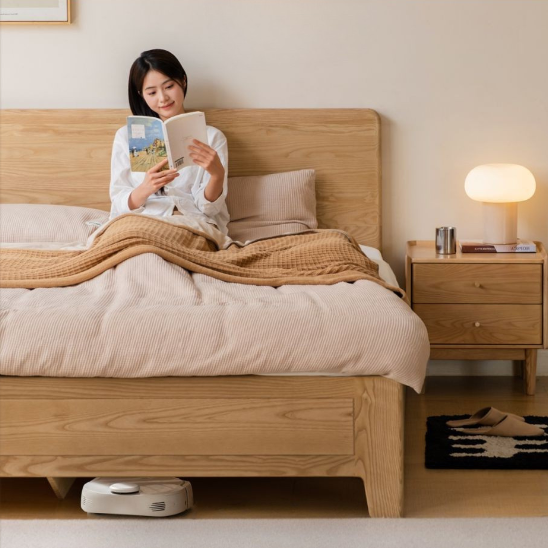 Ash, Oak Solid Wood Modern Minimalist High Box Bed