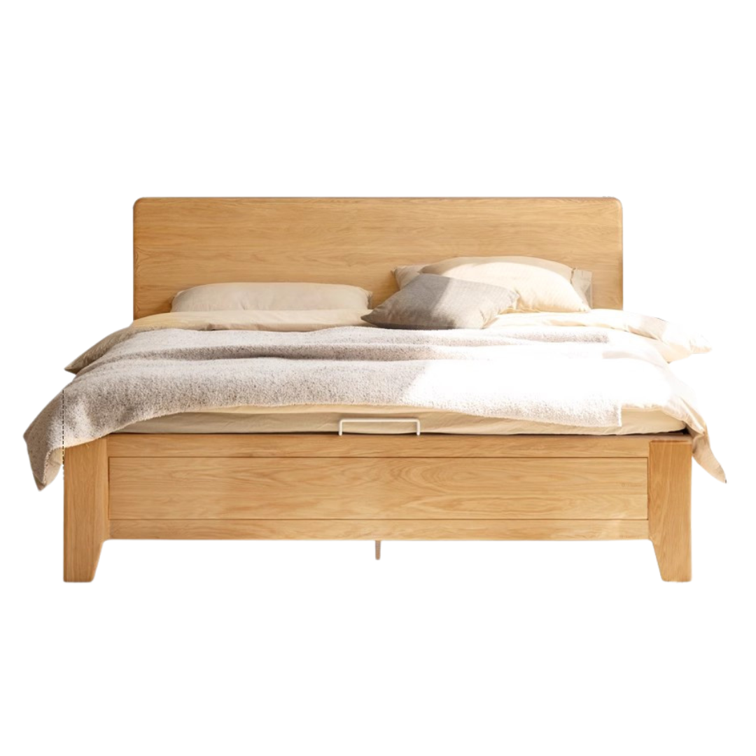 Ash, Oak Solid Wood Modern Minimalist High Box Bed