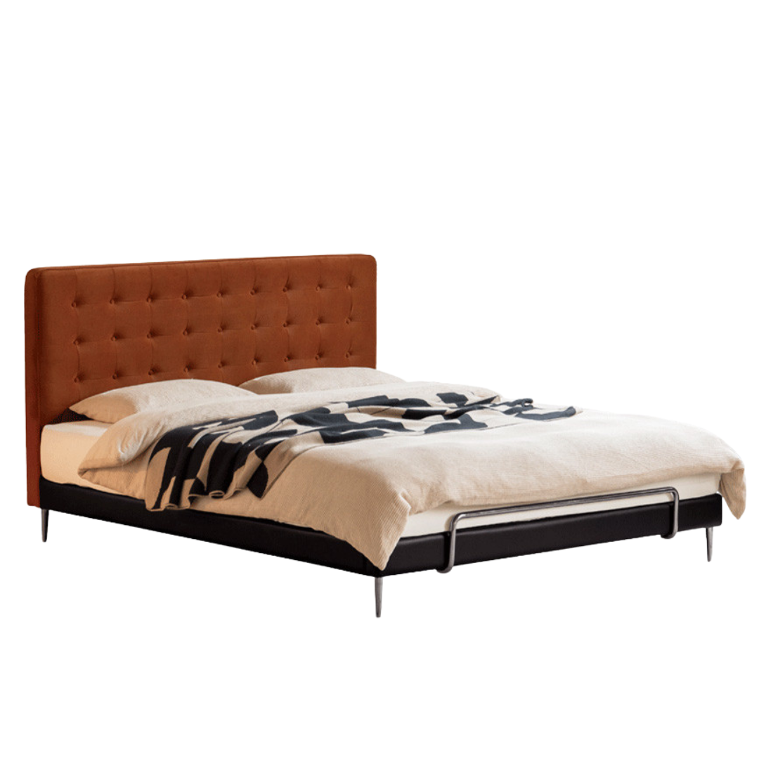 Fabric Velvet Soft Bed Bauhaus Vintage Style