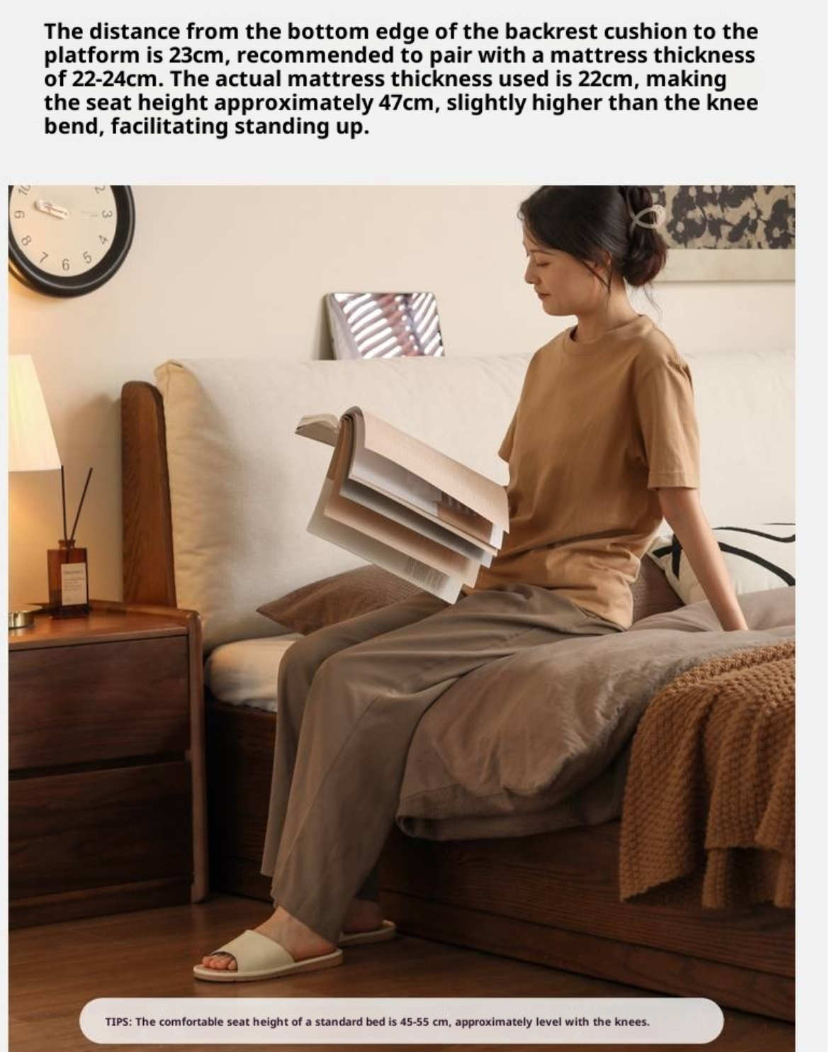 Oak Solid Wood Modern Simple Fabric Soft-Padded Box Bed