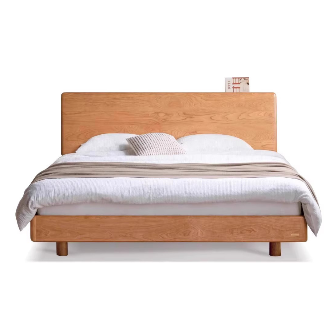 Cherry Solid Wood Bed Modern Style