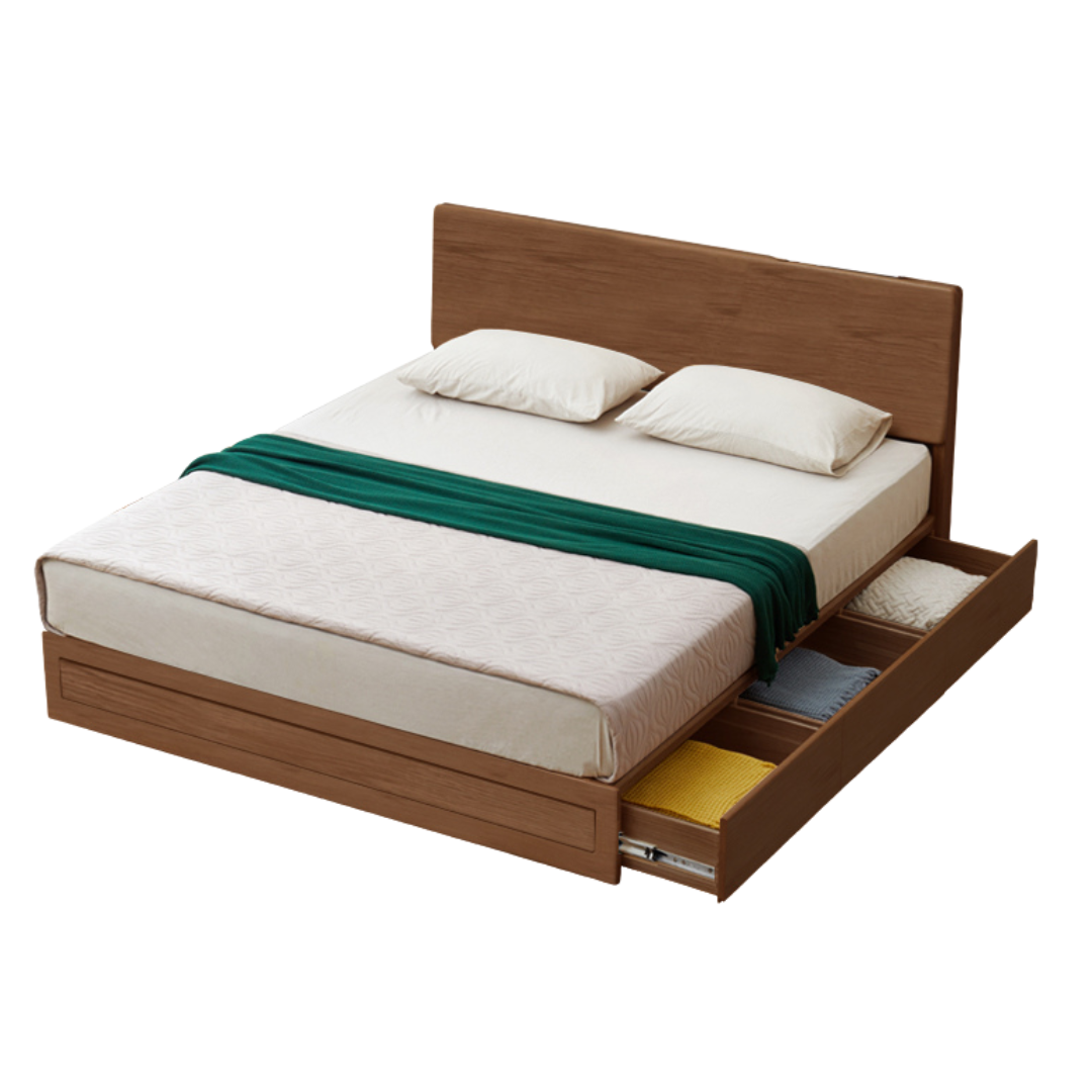 Ash, Oak, Black walnut Solid Wood Box Bed Modern
