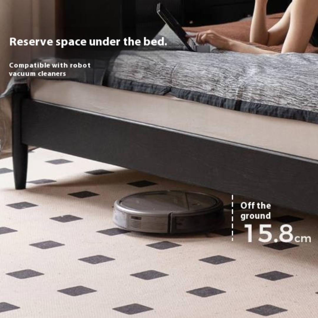 Ash Solid Wood Bed – Bauhaus Style with Soft Leather Upholstery
