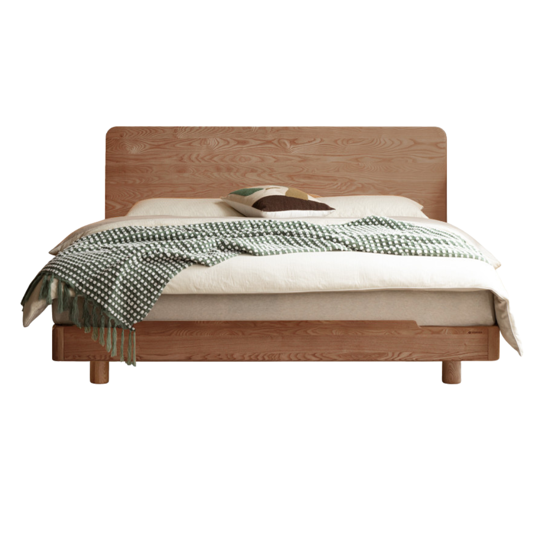 Oak, Ash Solid Wood Luminous Suspended Bed, Nordic Style