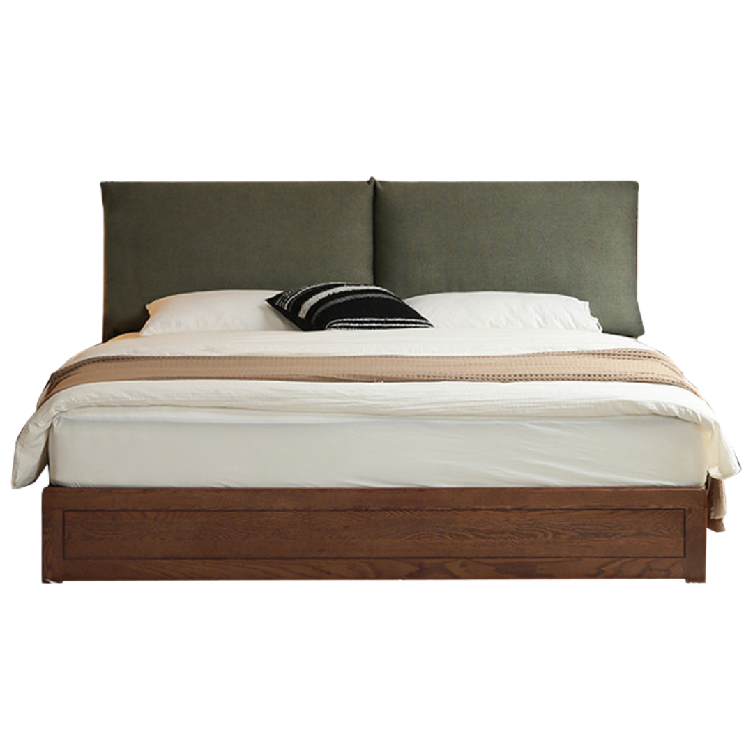 Oak Solid Wood Modern Simple Fabric Soft-Padded Box Bed