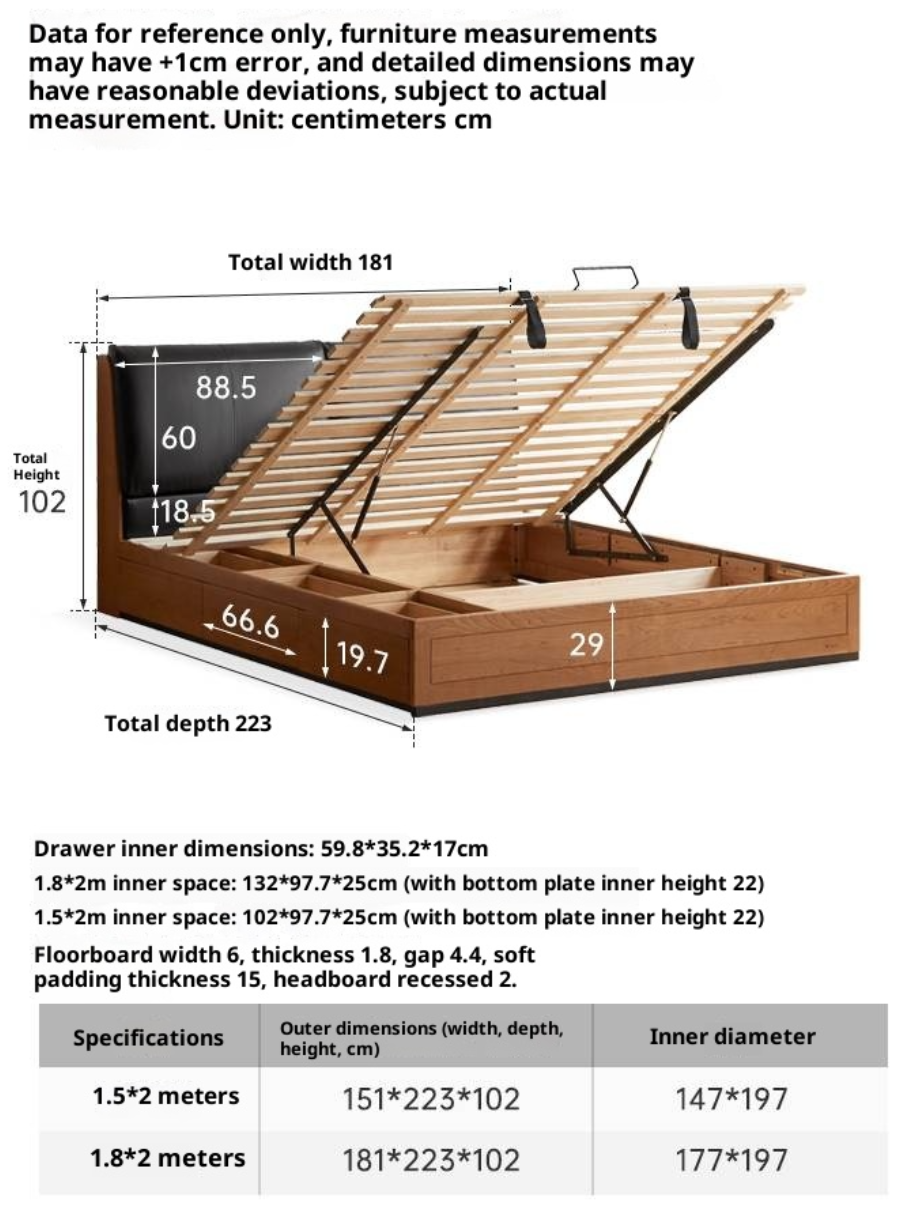 Cherry Solid Wood Box Bed Vintage Style