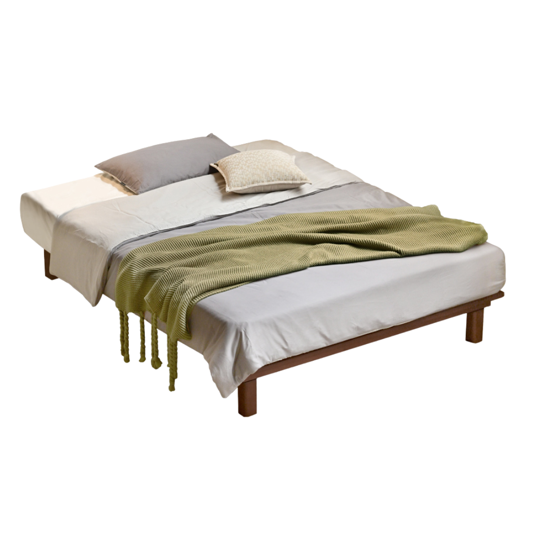 Beech Solid Wood Platform Bed, Headboard-Free Bed