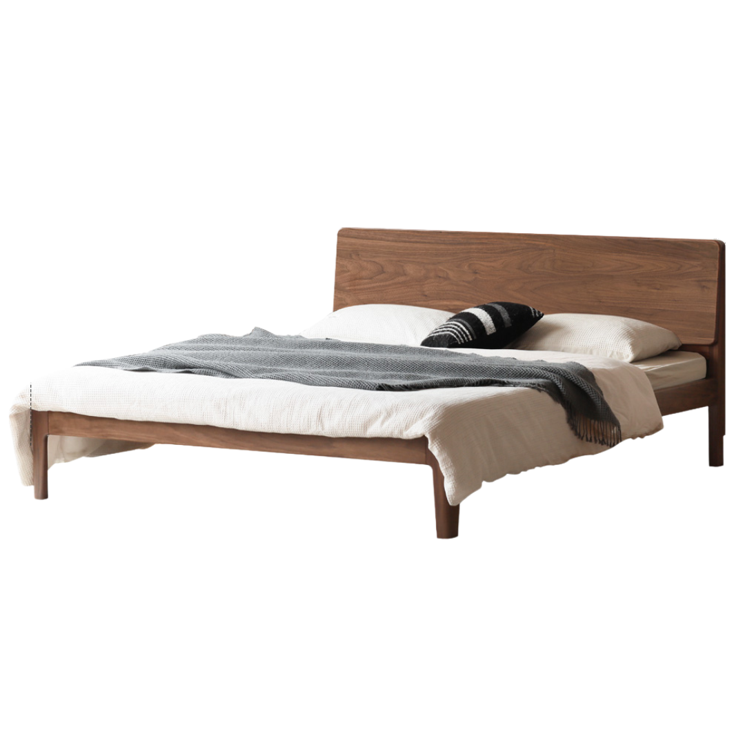 North American Black Walnut, Oak, Catalpa Solid Wood Modern Minimalist Bed