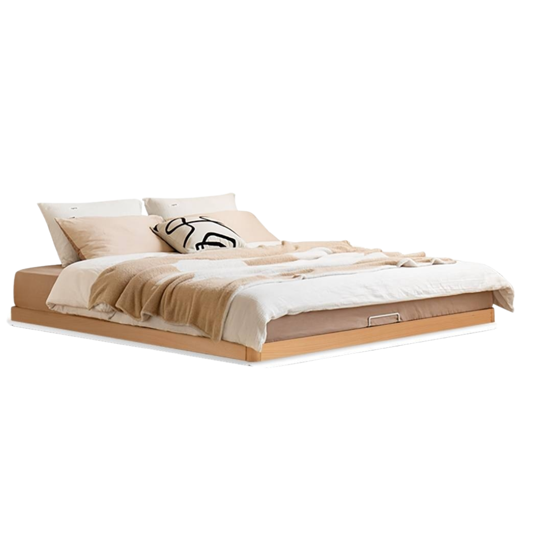 Oak Solid Wood Floor Bed Modern and Simple