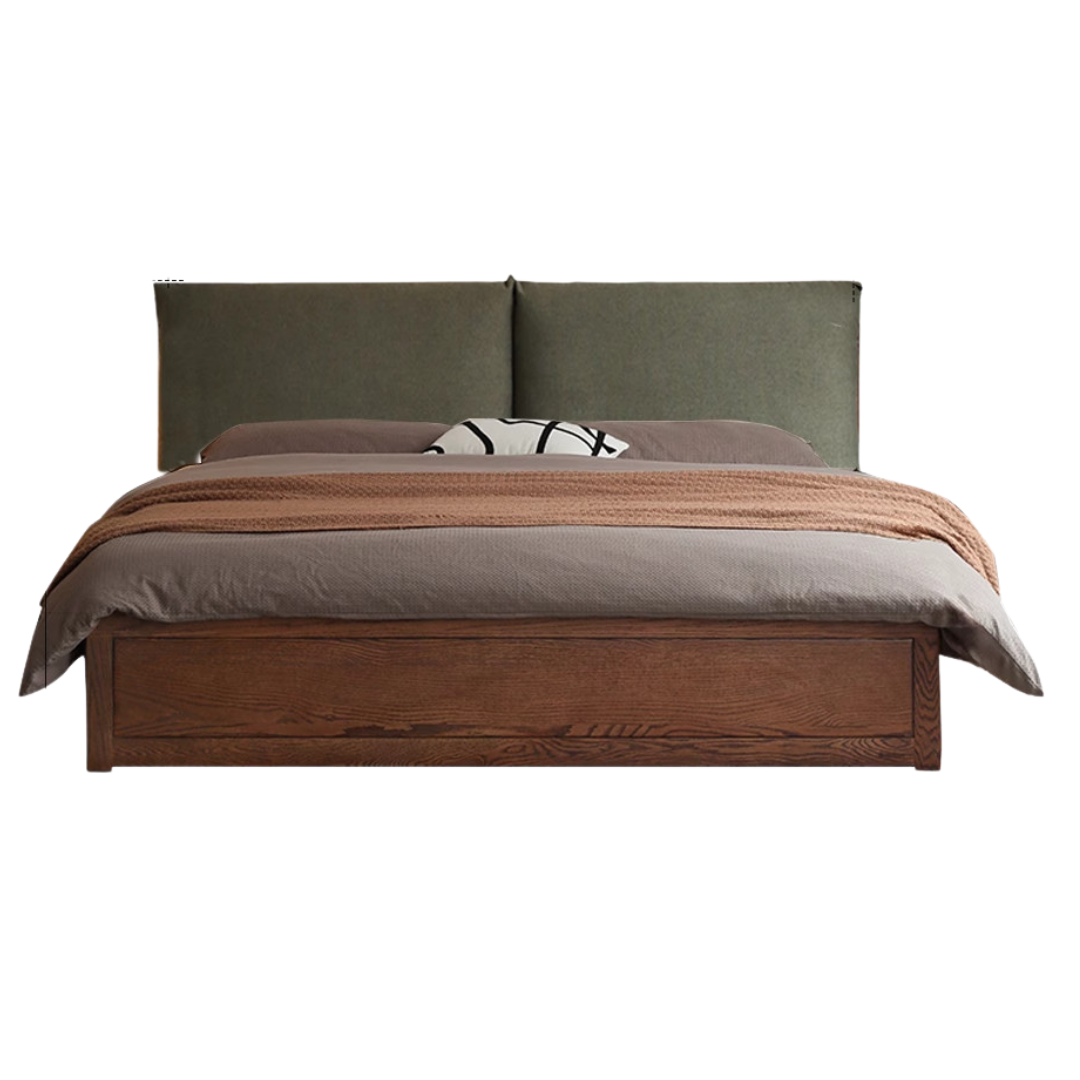 Oak Solid Wood Modern Simple Fabric Soft-Padded Box Bed