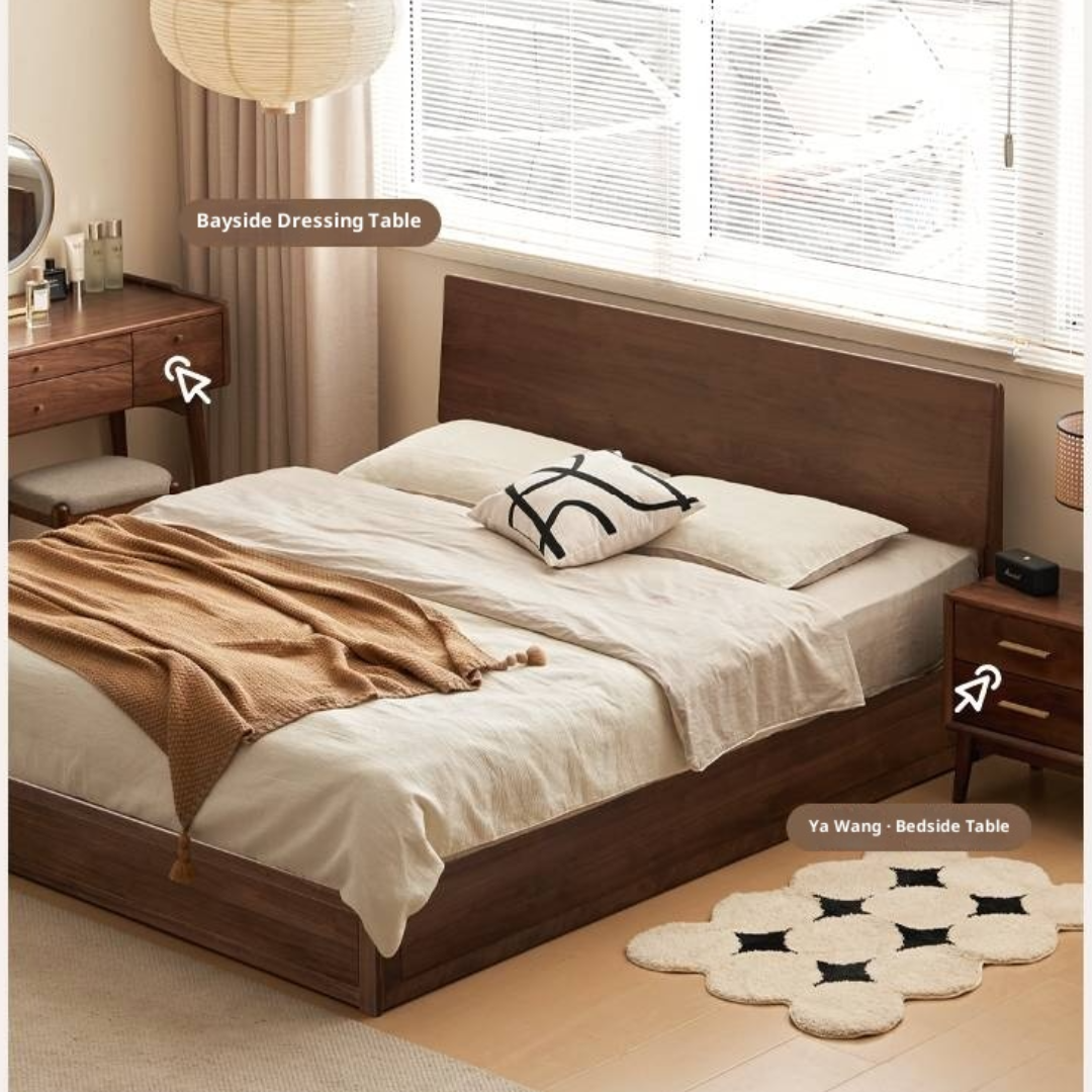 Black Walnut Solid Wood Box Bed Simple Modern Nordic Style