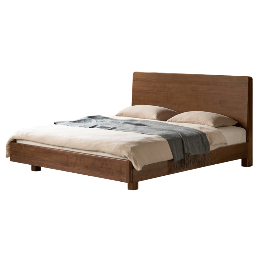 Black Walnut Solid Wood Italian Light Luxury Luminous Bed