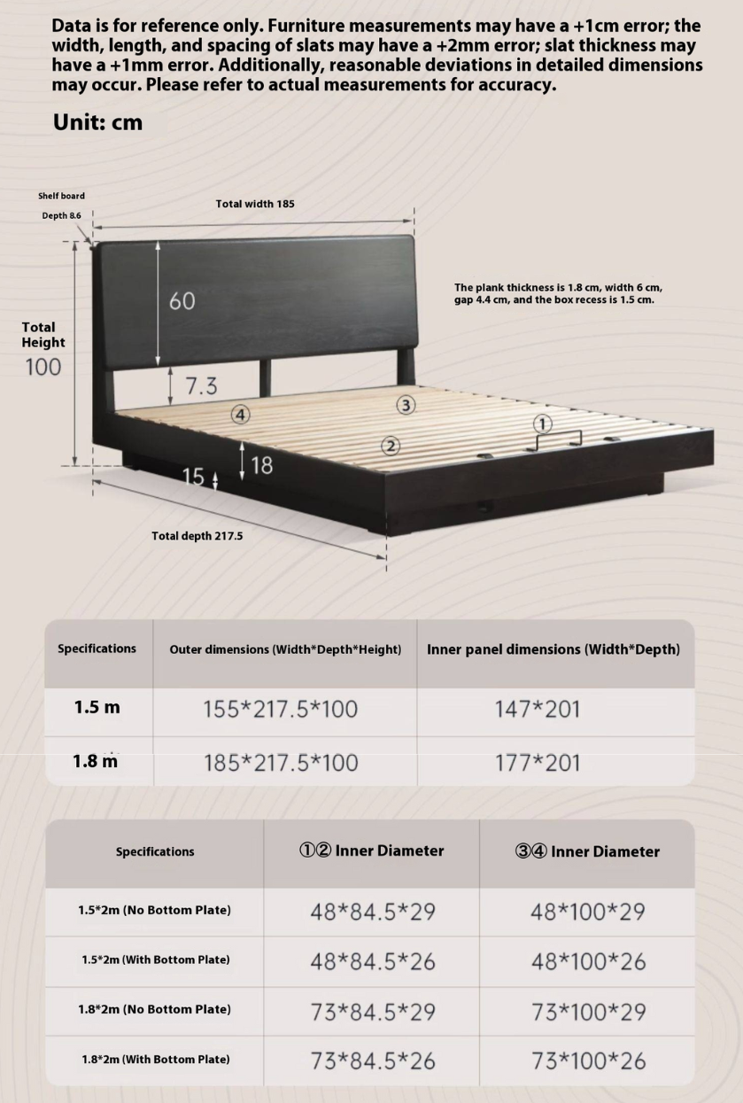 Ash Solid Wood Modern Simple Suspended Multifunctional Box Bed