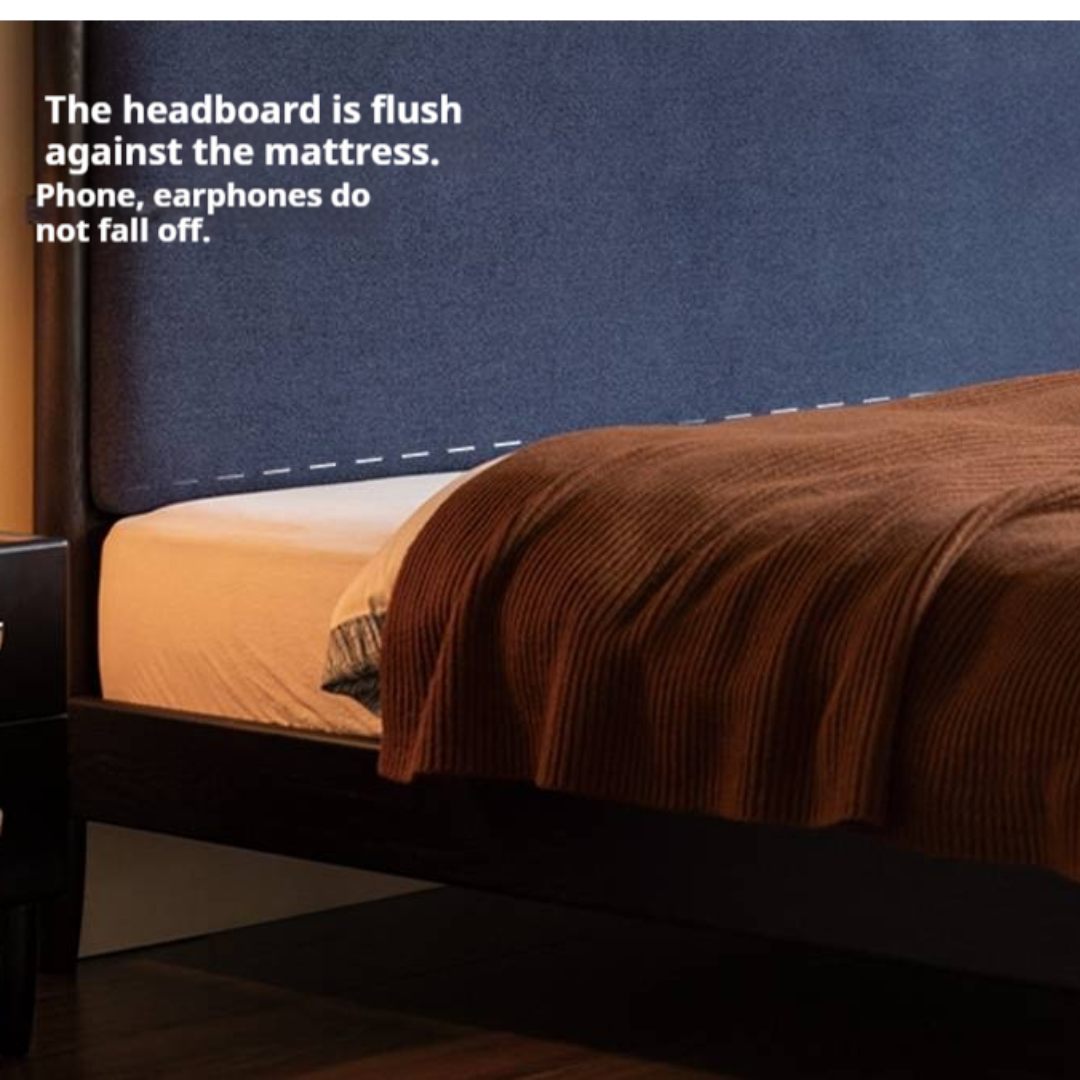 Ash Solid Wood Bed – Bauhaus Style with Soft Leather Upholstery