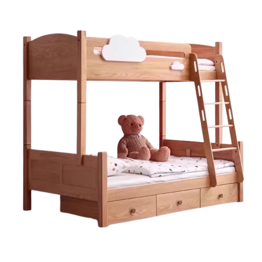 Oak Solid Wood Children's Cloud Bunk Bed