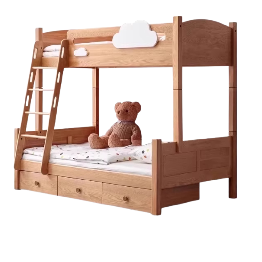 Oak Solid Wood Children's Cloud Bunk Bed