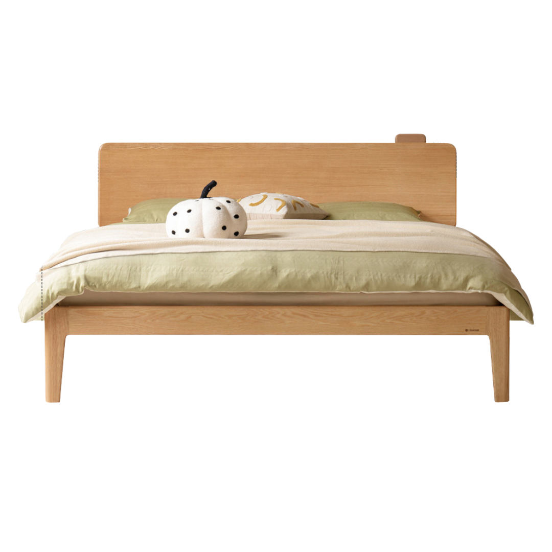 Oak Solid Wood High Back Large Bed