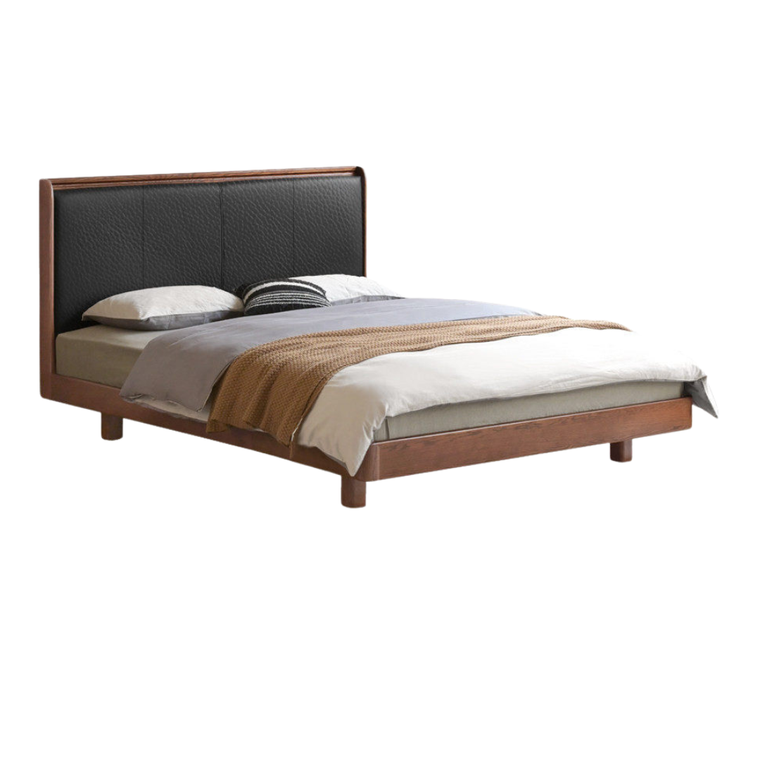 Oak Solid Wood Modern Minimalist Floating Luminous Bed
