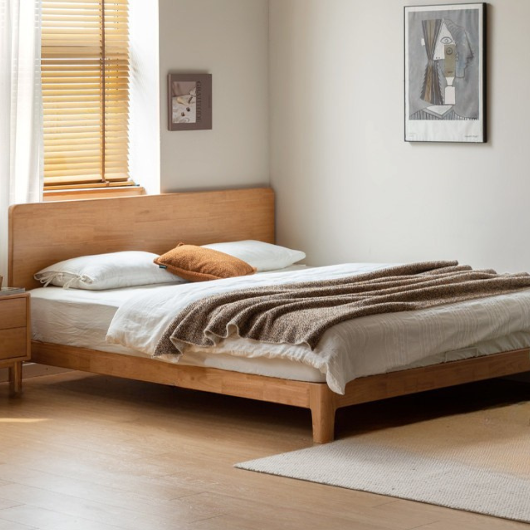 Rubberwood Solid Wood Bed