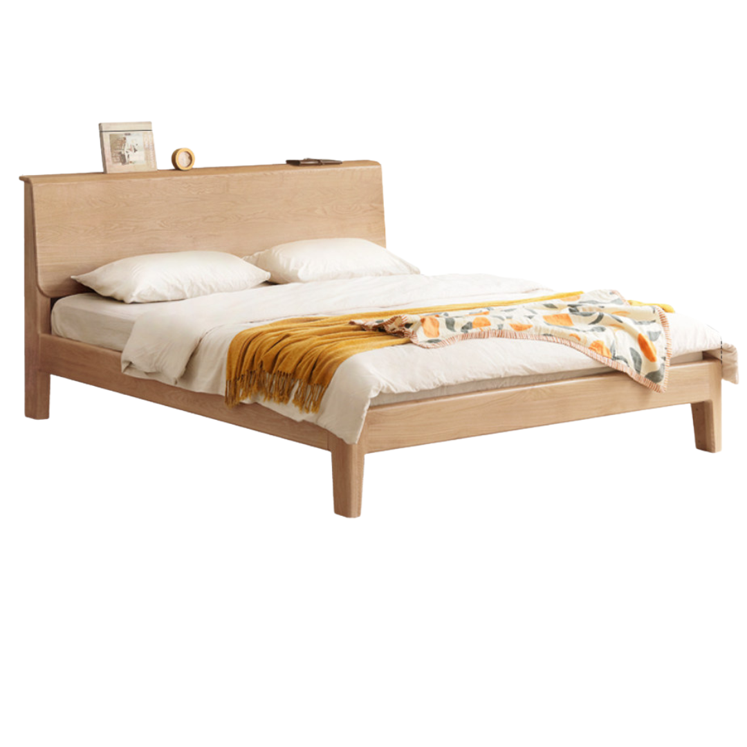 Oak,Ash Solid Wood Bed Nordic Modern