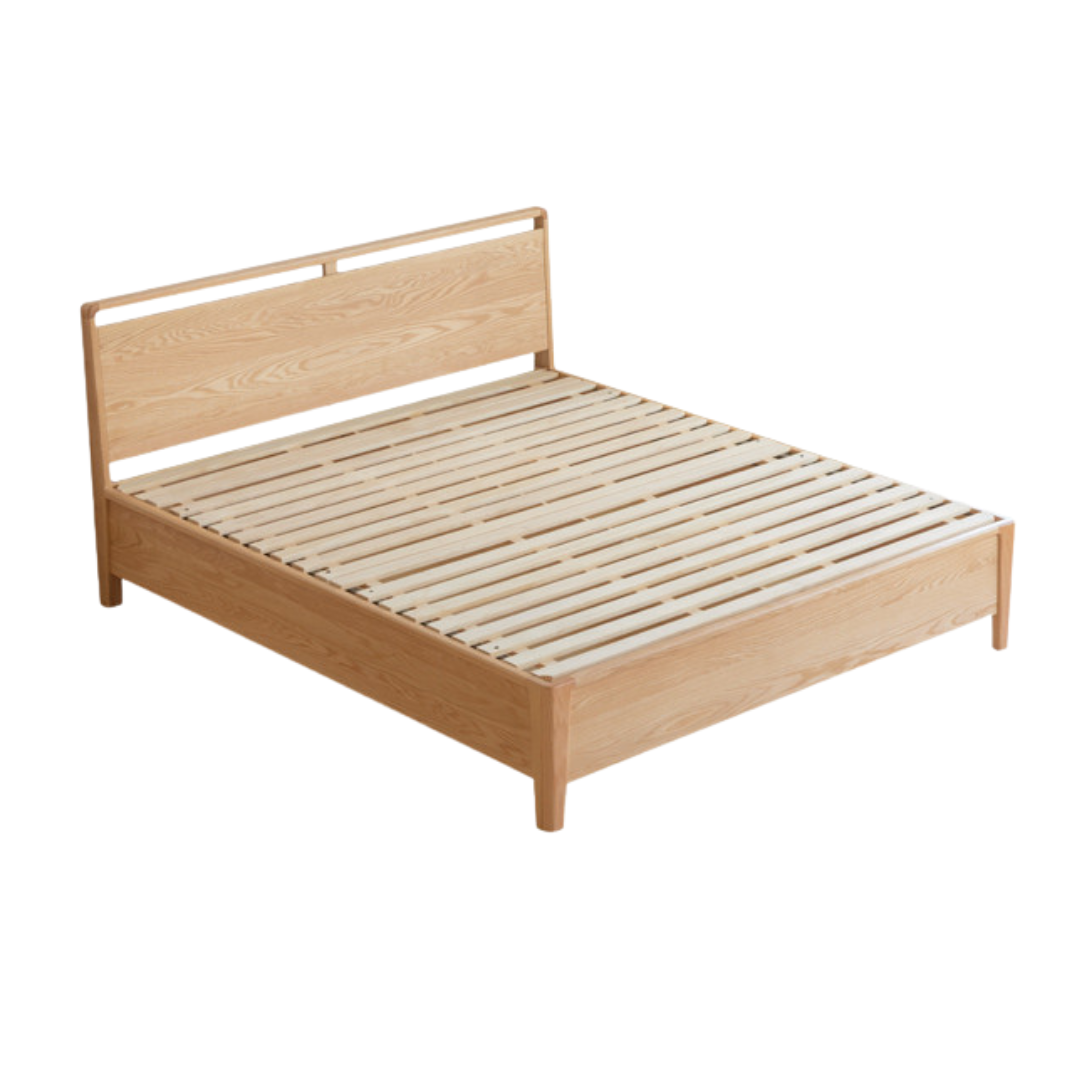 Oak Solid Wood High Box Bed in Modern Minimalist Design