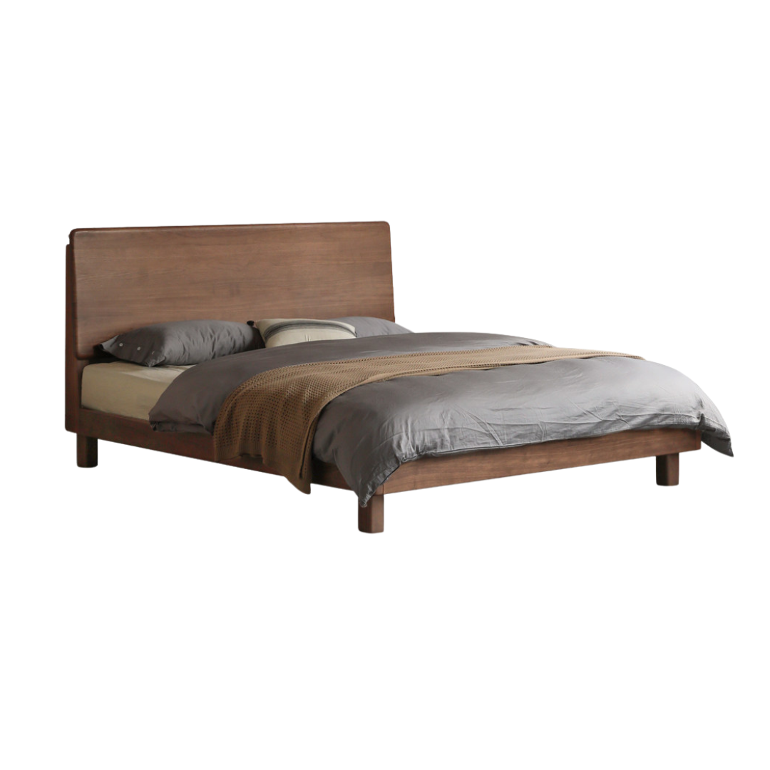 Black Walnut, Sandalwood,Oak Bed with High Headboard